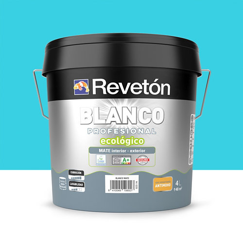 Pintura interior satinado reveton pro 0.75l 0520-r80b azul porcelana luminoso de la marca REVETÓN en acabado de color Azul fabricado en Varios, ver descripción