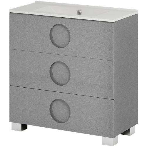 Mueble de baño con lavabo sphere plata 100x45 cm de la marca Blanca / Sin definir en acabado de color Gris / plata fabricado en Madera