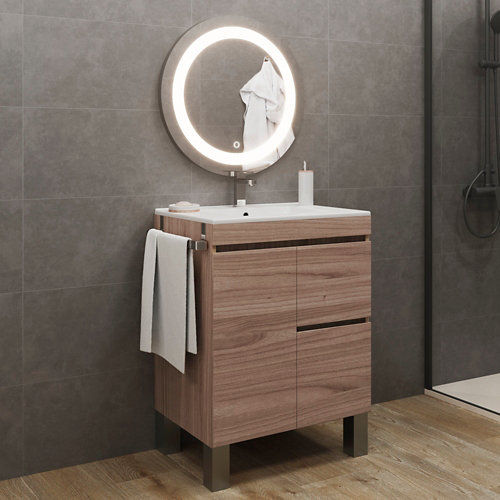 Conjunto de mueble de baño amazonas 60 haya de la marca Blanca / Sin definir en acabado de color Marrón fabricado en Aglomerado de particulas