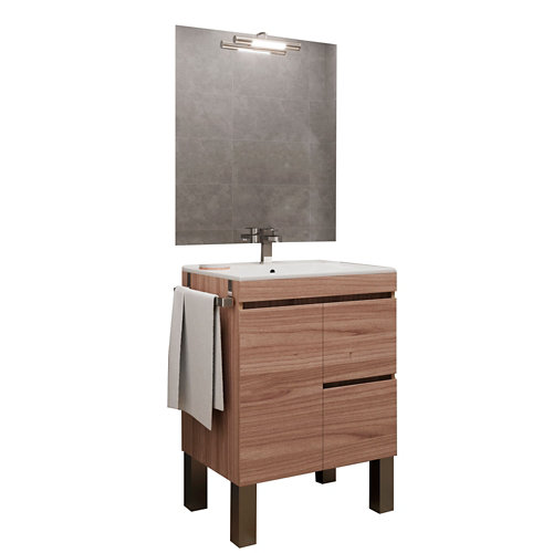 Conjunto de mueble de baño amazonas 60 haya halc de la marca Blanca / Sin definir en acabado de color Marrón fabricado en Aglomerado de particulas