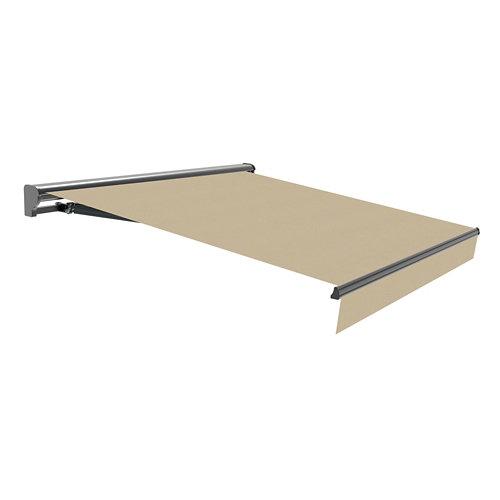 Toldo osaka motorizado con semicofre gris y tela beige de 300x200 cm