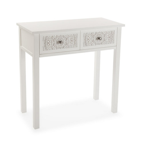 Mueble recibidor linnet 2 cajones blanco 80x38x84cm (anchoxfondoxalto)