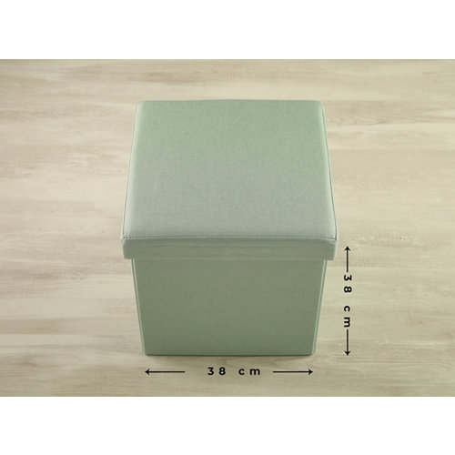 Puff decorativo lino cuadrado lino verde menta 38x38x38cm