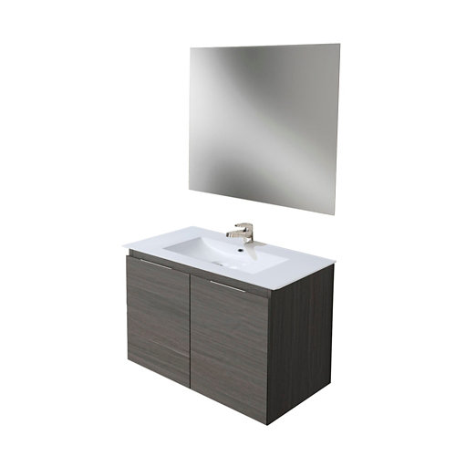 Mueble de baño con lavabo y espejo prima grafito 80 cm de la marca ARMOBANY en acabado de color Gris / plata fabricado en Aglomerado de particulas