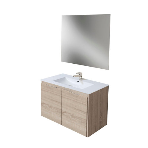 Mueble de baño con lavabo y espejo prima roble claro 99.6x45.5 cm tg
