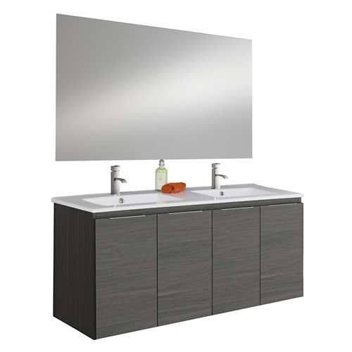 Mueble de baño con lavabo y espejo prima grafito 119.6x45.5 cm de la marca ARMOBANY en acabado de color Gris / plata fabricado en Aglomerado de particulas