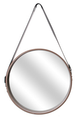 Espejo enmarcado redondo Con Cuerda beige  70 x 40 cm