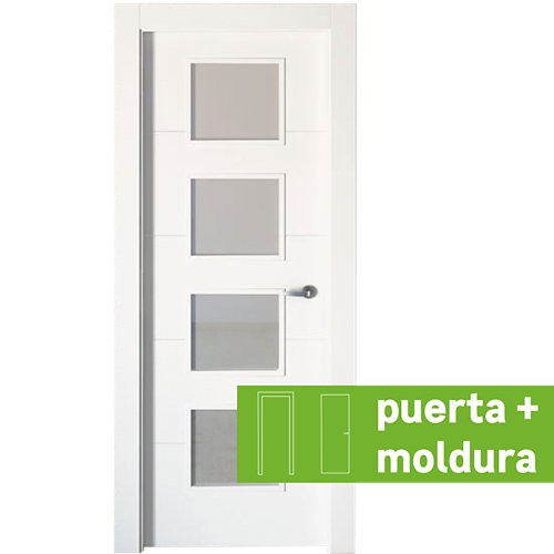Conjunto de puerta con cristal lucerna plus blanco 62,5 cm derecha + tapetas