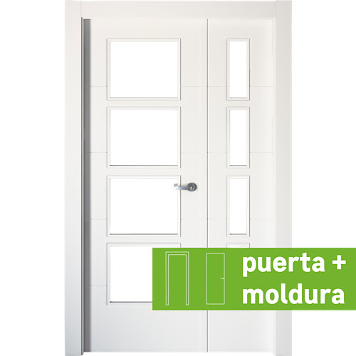 Conjunto de puerta doble con cristal lucerna plus 115cm (72+42) izda + tapetas