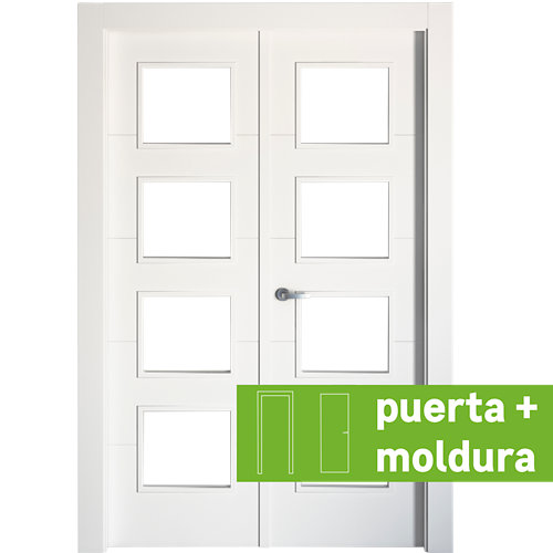 Conjunto de puerta doble con cristal lucerna plus 125cm (62+62) derecha + tapeta