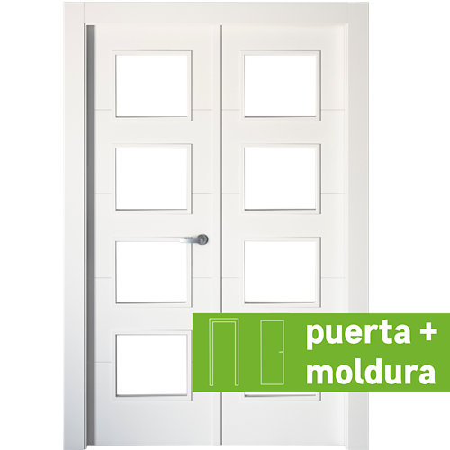 Conjunto de puerta doble con cristal lucerna plus 125cm (62+62) izda + tapetas