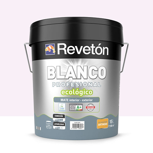 Pintura interior mate reveton pro 15l 0530-r50b lila luminoso de la marca REVETÓN en acabado de color Rosa fabricado en Varios, ver descripción