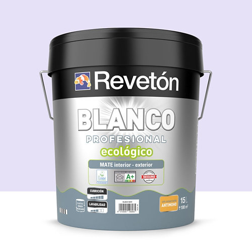 Pintura interior mate reveton pro 15l 1005-r80b neutro azulado muy luminoso de la marca REVETÓN en acabado de color Violeta fabricado en Varios, ver descripción