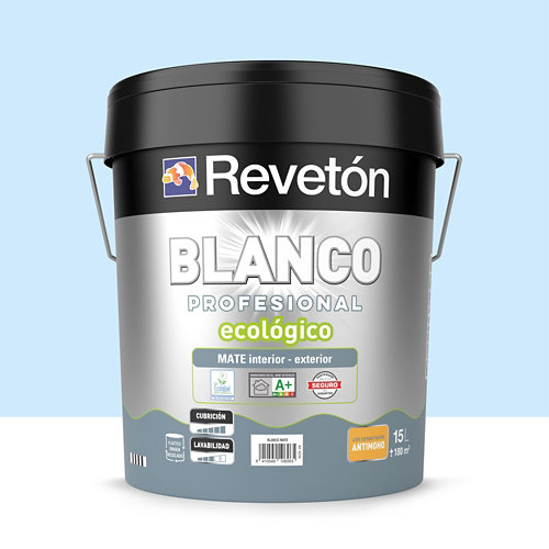 Pintura interior mate reveton pro 15l 1005-y10r blanco lino empolvado de la marca REVETÓN en acabado de color Azul fabricado en Varios, ver descripción