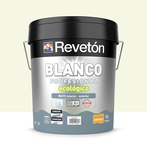 Pintura interior mate reveton pro 15l 1002-y neutro verdoso muy luminoso de la marca REVETÓN en acabado de color Blanco fabricado en Varios, ver descripción