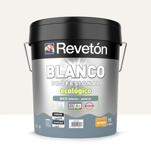 Pintura interior mate reveton pro 15l 0502-y blanco crema muy luminoso de la marca REVETÓN en acabado de color Rosa fabricado en Varios, ver descripción