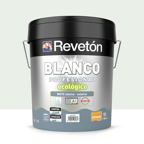 Pintura interior mate reveton pro 15l 1005-b20g azul verdoso muy luminoso de la marca REVETÓN en acabado de color Verde fabricado en Varios, ver descripción