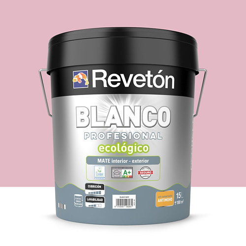 Pintura interior mate reveton pro 15l 1550-r80b azul porcelana luminoso de la marca REVETÓN en acabado de color Rosa fabricado en Varios, ver descripción