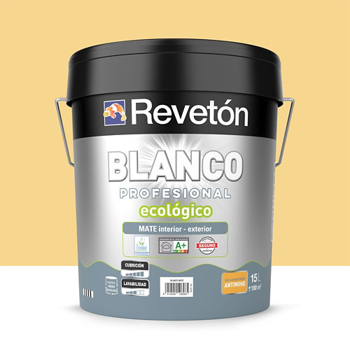 Pintura interior mate reveton pro 15l 2002-r neutro gris delfín luminoso de la marca REVETÓN en acabado de color Amarillo / dorado fabricado en Varios, ver descripción
