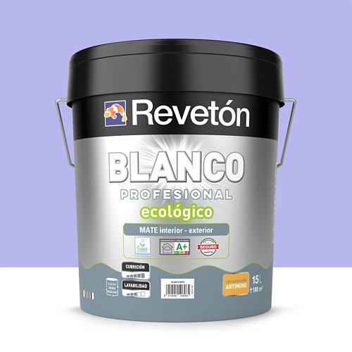 Pintura interior mate reveton pro 15l 2030-r80b azul porcelana oscuro de la marca REVETÓN en acabado de color Violeta fabricado en Varios, ver descripción