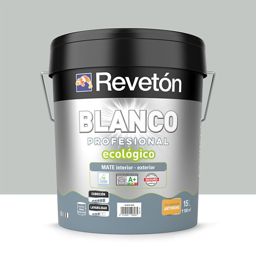 Pintura interior mate reveton pro 15l 1502-r neutro gris delfín luminoso de la marca REVETÓN en acabado de color Gris / plata fabricado en Varios, ver descripción