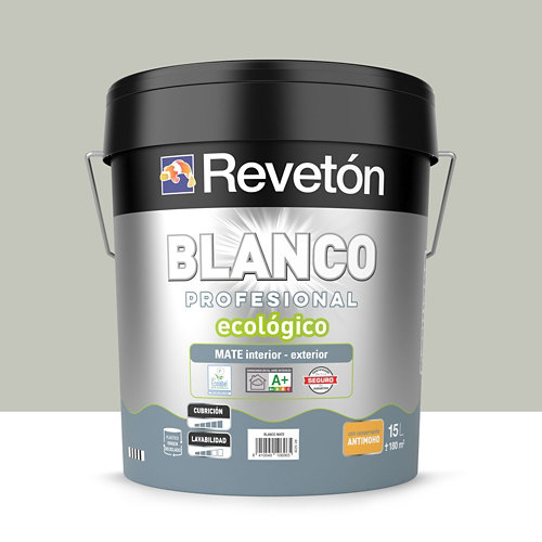 Pintura interior mate reveton pro 15l 1502-r50b neutro gris acero muy luminoso de la marca REVETÓN en acabado de color Verde fabricado en Varios, ver descripción
