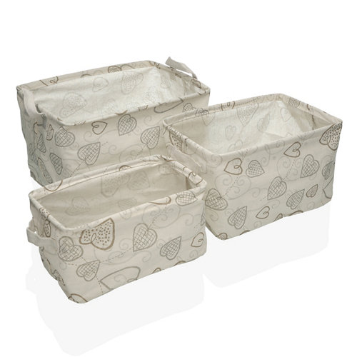 Set cestas cozy beige/gris 35x22 cm de la marca VERSA en acabado de color Beige fabricado en Tela