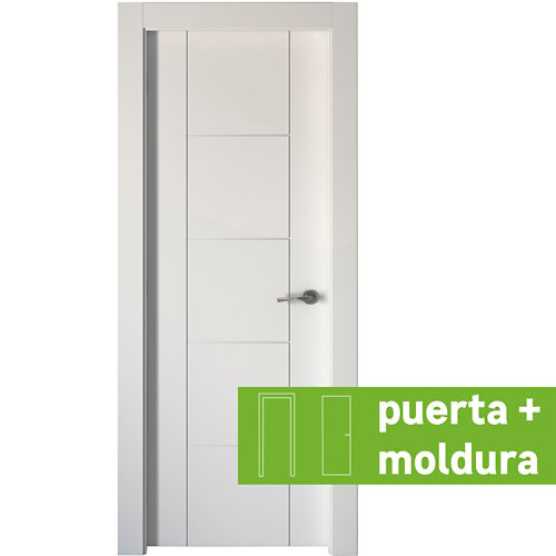 Conjunto de puerta noruega lacada blanco 72,5 cm izquierda + kit de tapetas