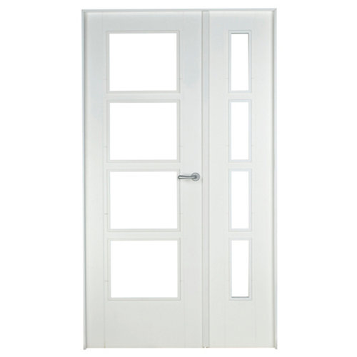 Conjunto de puerta doble cristal noruega blanco 115cm (42,5+72,5) izda + tapetas
