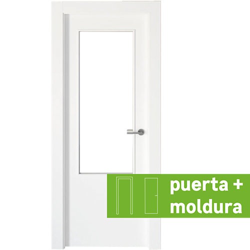 Conjunto puerta con cristal bari lacada blanca de 92,5 izquierda + tapetas