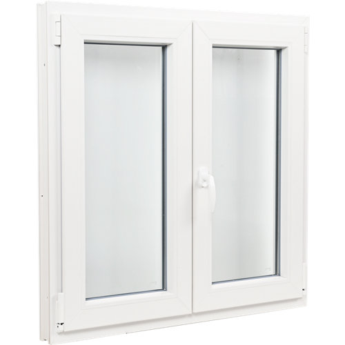 Puerta doble con cristal berna roble gris 110x145(72+72)cm d 28 Ventana pvc blanca oscilobatiente 100x100 cm