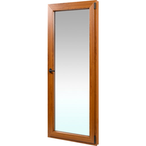 Puerta doble acristalada berna roble gris 130x125(62+62)cm i 23 Balconera pvc artens roble oscilobatiente derecha 85x210 cm