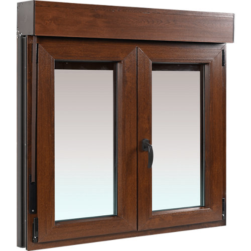Perfil galparket 240 cm roble rústico 28 Ventana pvc nogal oscilobatiente persiana 120x115
