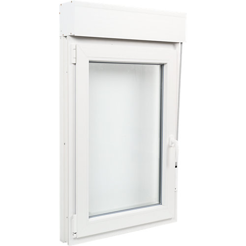 Ventana pvc blanca oscilobatiente persiana izquierda 75x125 cm