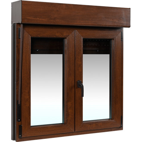 Puerta bari blanco de apertura izquierda de 82.5 cm 28 Ventana pvc artens nogal oscilobatiente persiana 120x129 cm