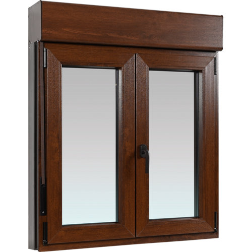 Puerta acristalada oslo acacia 130x62,5 cm d 26 Ventana pvc artens nogal oscilobatiente persiana 100x119 cm guía
