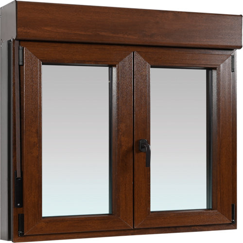 Ventana pvc artens nogal oscilobatiente persiana 140x129 cm guía