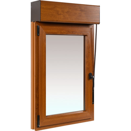 Puerta acristalada roble gris 110x62,5 cm i 28 Ventana pvc artens roble oscilobatiente persiana izquierda 75x129 cm
