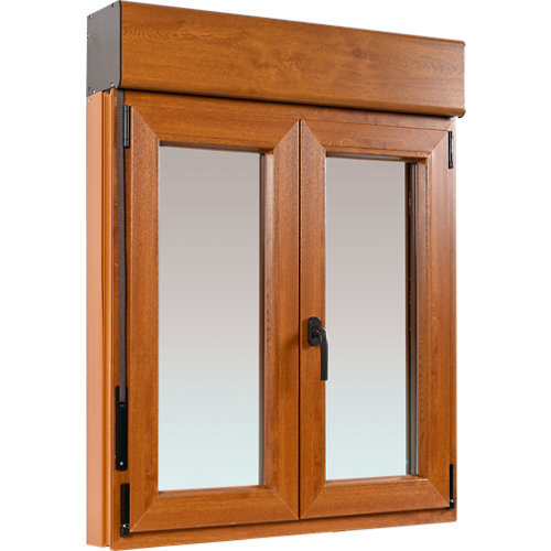 Puerta doble con cristal oslo roble miel 130x125 i (62+62)cm 24 Ventana pvc artens roble oscilobatiente persiana 100x129 cm guía