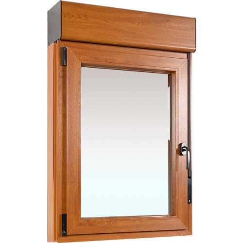 Ventana pvc artens roble oscilobatiente persiana izquierda 75x119 cm guía