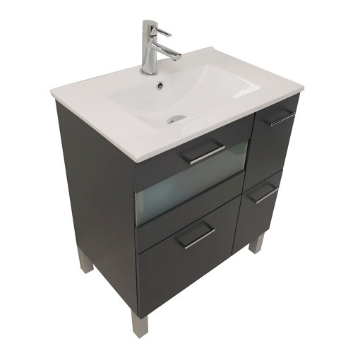 Mueble de baño con lavabo fox gris 70 cm