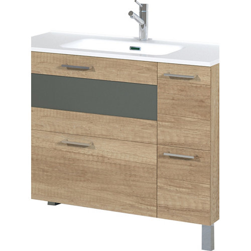 Mueble de baño con lavabo fox olmo 100x45 cm de la marca Blanca / Sin definir en acabado de color Marrón fabricado en Madera