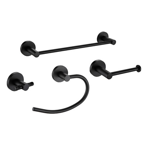 Set accesorios baño felce negro mate de la marca GEDY en acabado de color Negro fabricado en Acero inoxidable
