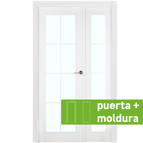 Puerta acristalada oslo acacia 110x72,5 cm d 26 Conjunto puerta doble cristal marsella blanca de 125 cm (82+42) izda + tapetas