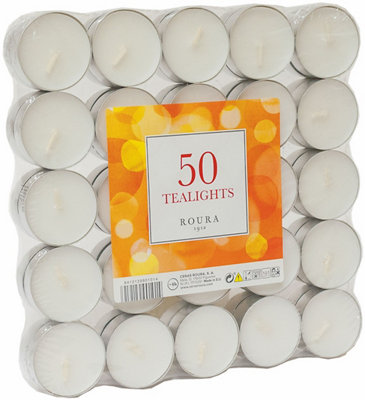 Pack 50 velas Tealights blancas