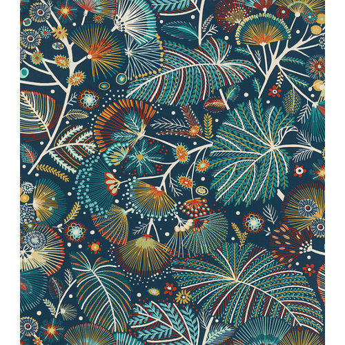 Papel pintado vinílico naturaleza festivo azul