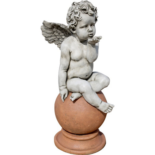 Figura decorativa ángel romántico de 75 cm ceniza