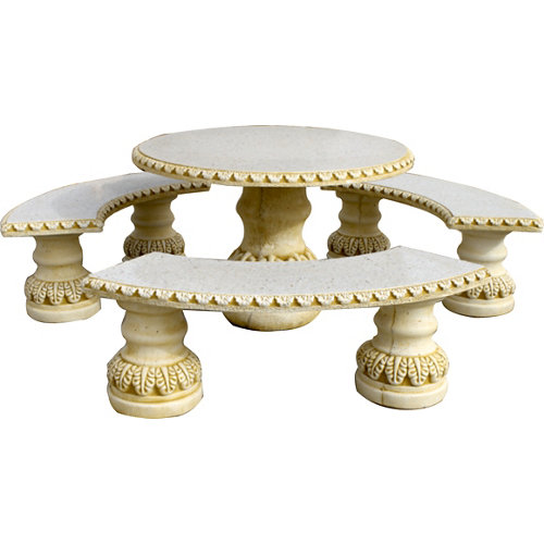 Comedor de hojas circular en ocre para 6 personas de la marca DEGARDEN en acabado de color Marrón fabricado en Cemento