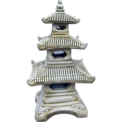 Figura decorativa pagoda triple de 95 cm ceniza de la marca DEGARDEN en acabado de color Gris / plata fabricado en Piedra reconstituida