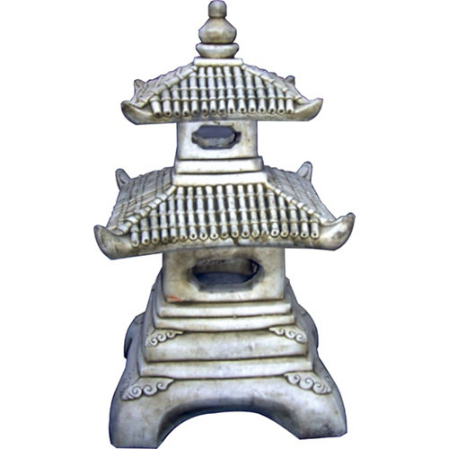 Figura decorativa pagoda doble de 67 cm ceniza de la marca DEGARDEN en acabado de color Gris / plata fabricado en Piedra reconstituida